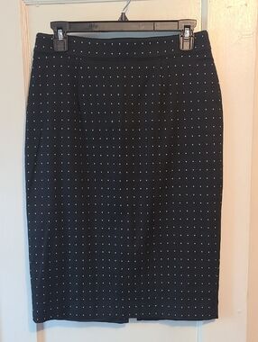 White House Black Market Black Pencil Skirt with Silver Stud Dots